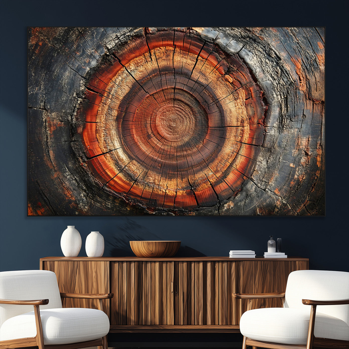 Wood Grain Canvas Wall Art - Framed Abstract Tree Ring