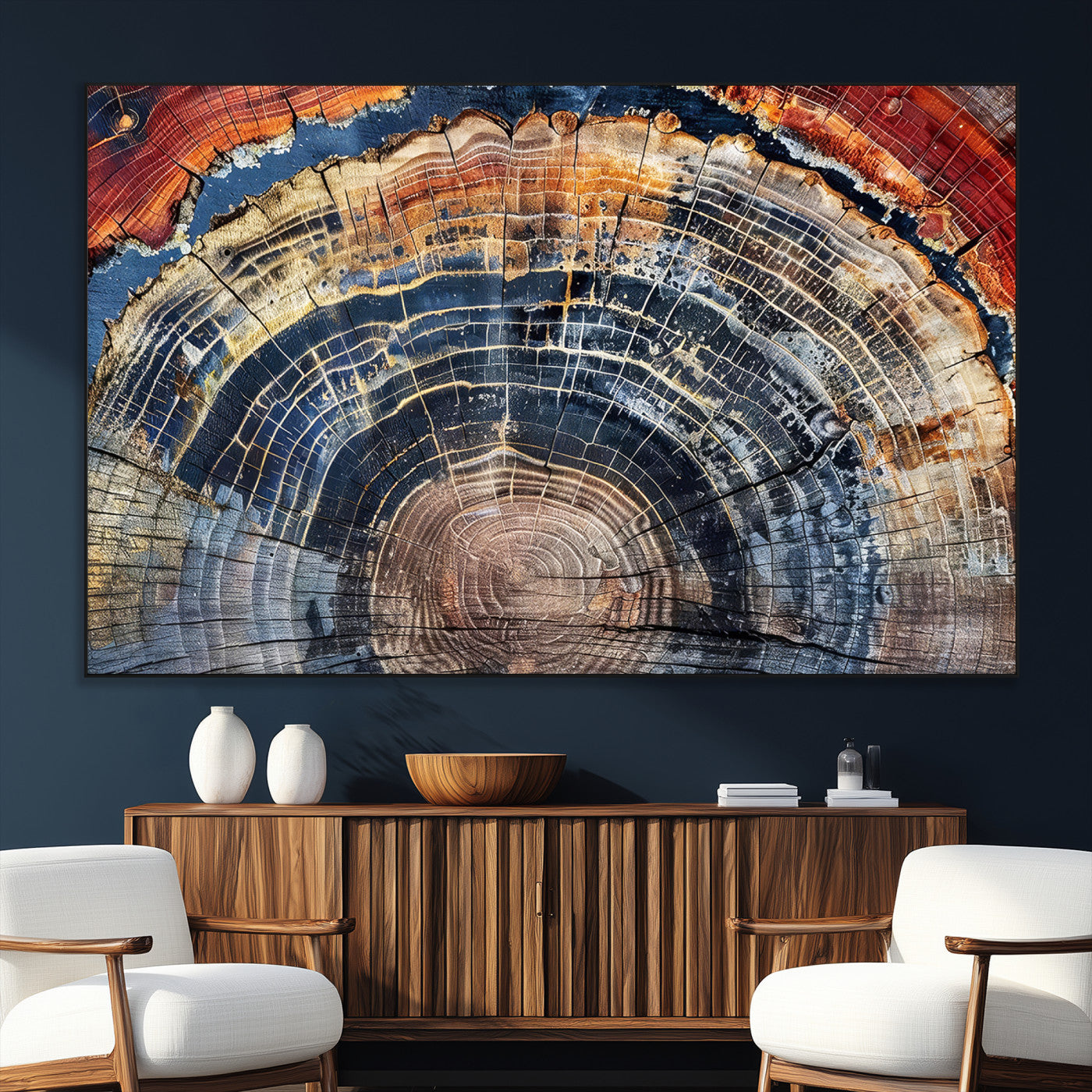 Tree Rings Wall Art Canvas Print – Framed Petrified Wood