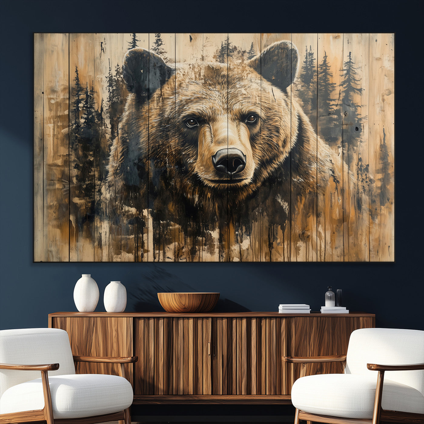 Majestic Grizzly 399 Bear Wall Art | 3-Panel Rustic Canvas
