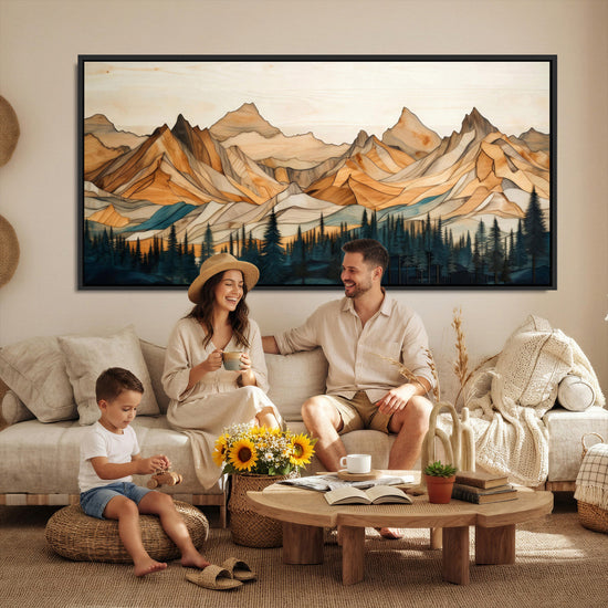 Rustic Wood Mountain Wall Art Print | Triptych Giclee Print
