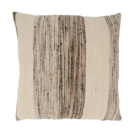 Woven Textured Striped Decorative Cotton Throw Pillow - Grey Accent Cushion for Home, Couch, Bedroom, Living Room and Office Décor