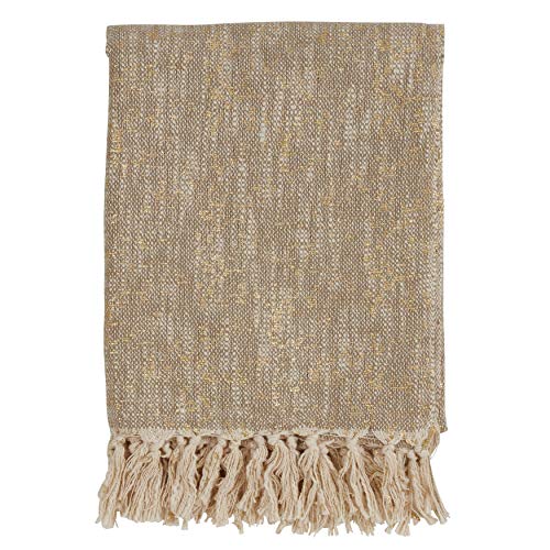 Fennco Styles Unique Metallic Print Design 100% Cotton Throw Blanket with Tassels - 2 Colors
