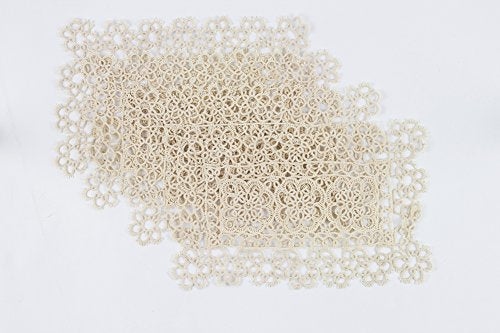 Handmade All-Over Tatted Lace Doilies, 10-inch Heart Shaped, White Color, Set of 4