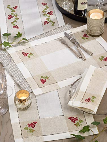 Hommage Brodé Collection Cottage Embroidery Hemstitch Border Placemats