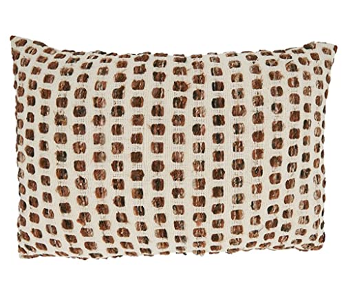 Woven Cotton Decorative Throw Pillow 16" W x 24" L - Brown Rectangular Cushion for Home, Couch, Living Room, Bedroom, Office and Holiday Décor