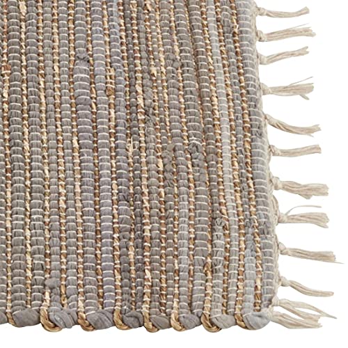 Chindi Cotton Jute Table Runner with Fringe 16 x 72 Inch - Blue-Grey Table Cover for Home, Dining Room, Banquets, Family Gathering and Special Occasion