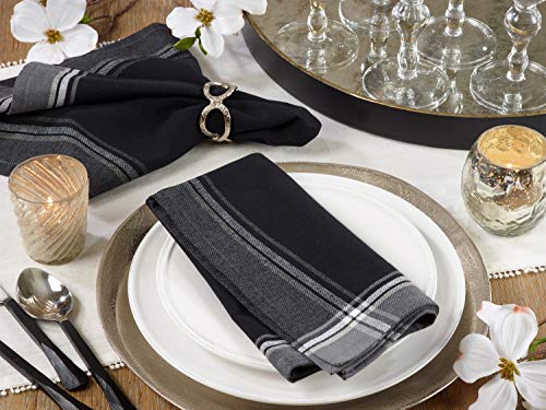 Contemporary Stripe Border Design Cotton Tablecloth