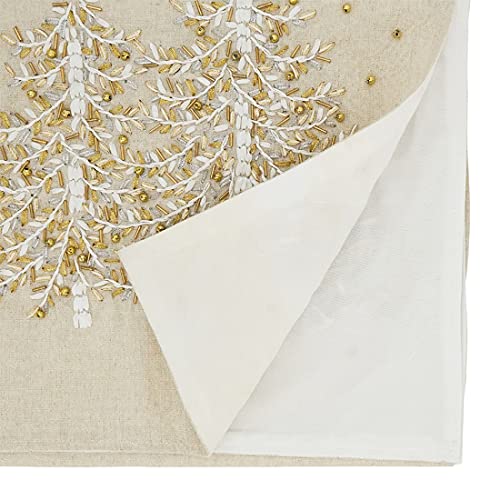 Festive Embroidered Christmas Tree Table Runner 14 x 72 Inch, festive Christmas dining and tabletop decor