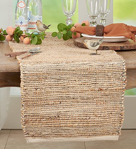 Chindi Design Cotton Jute Table Runner 16" W x 72" L - Natural Handwoven Table Cover for Home, Dining Room, Banquets, Family Gatherings and Special Occasions