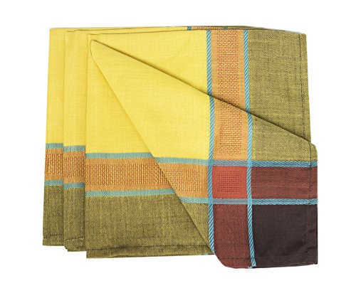 Maison Beaujard Collection Modern Provençal 20 x 20 Inch Cloth Napkins, Set of 4 – Marigold Plaid Dinner Napkins for Banquets, Family Dinners, Special Events and Table Décor