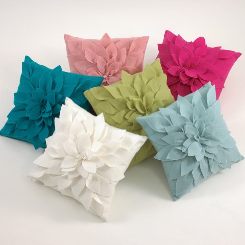 Sara's Garden Petal Decorative Throw Pillow. 17 Inch Square.