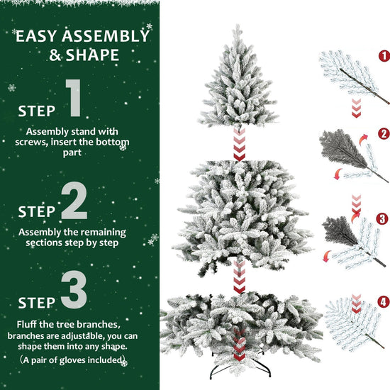 7ft Flocked Christmas Tree with 1514 Tips