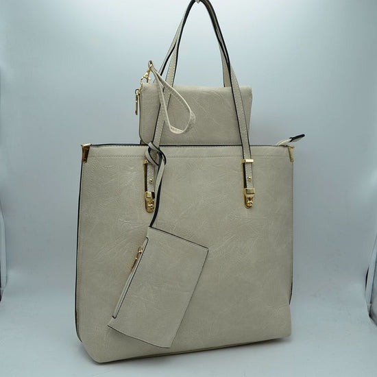 Soft Faux Leather Tote Handbag With Wallet