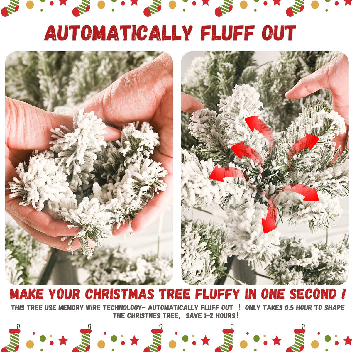 6FT Flocked Christmas Tree with 752 Tips