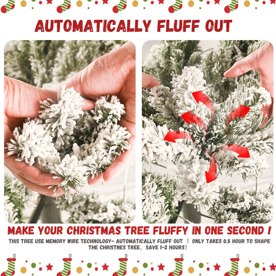 7.5FT Flocked Christmas Tree with 1252 Tips