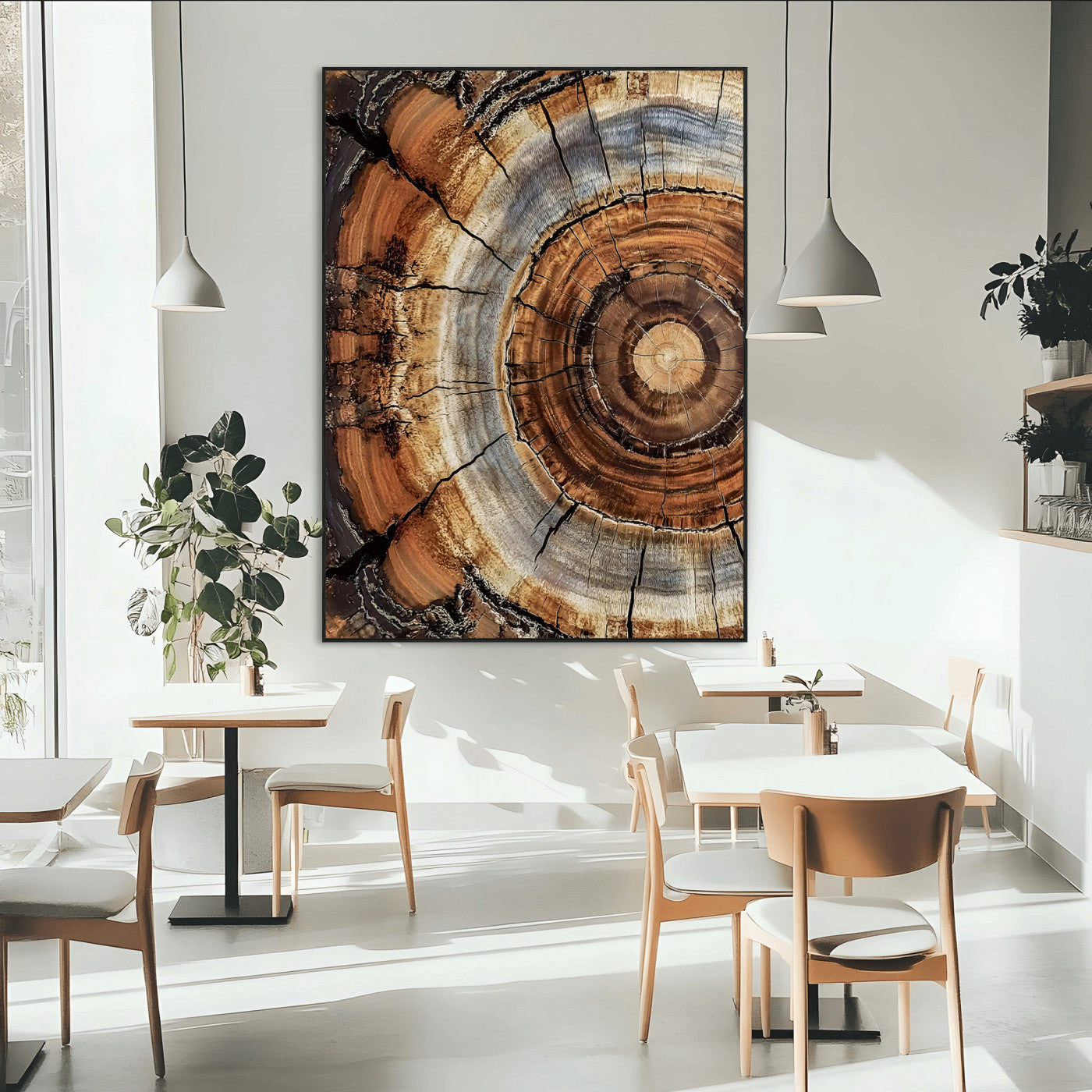 Tree Rings Wall Art Canvas Print – Rustic Wood Texture