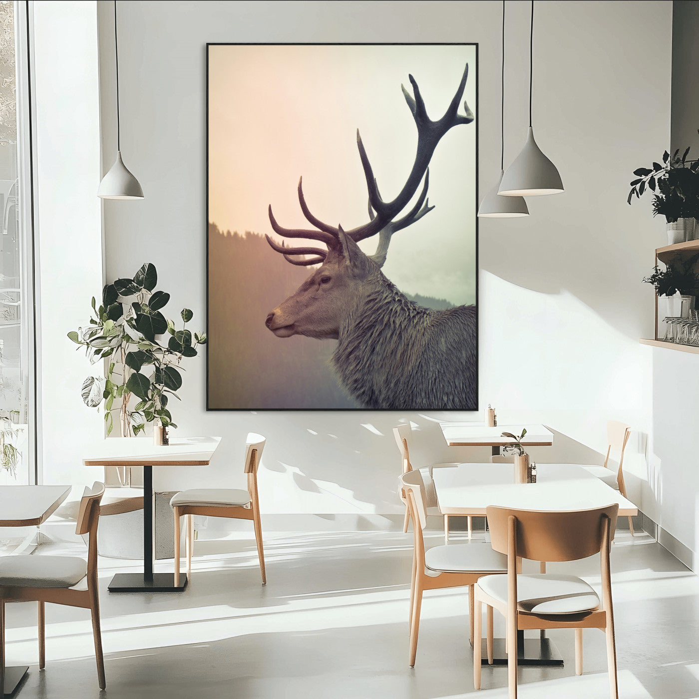 Deer Canvas Wall Art Print – Framed Woodland Animal Rustic