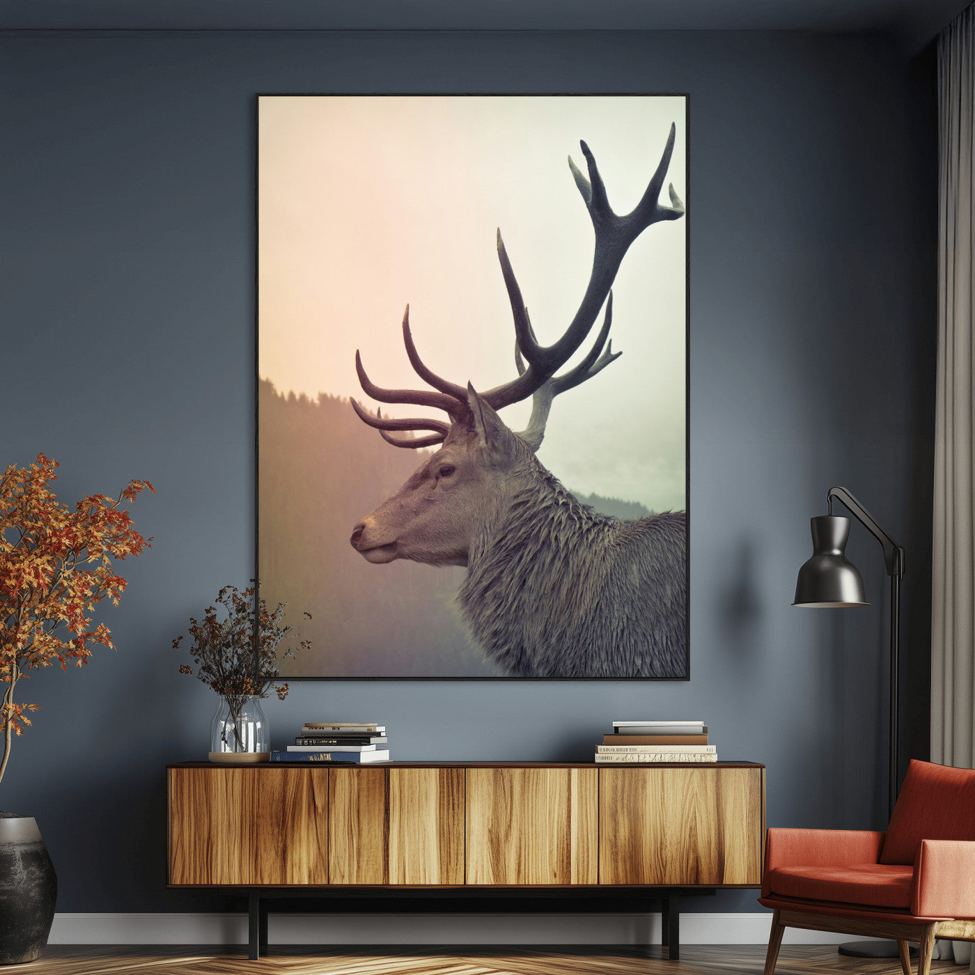 Deer Canvas Wall Art Print – Framed Woodland Animal Rustic