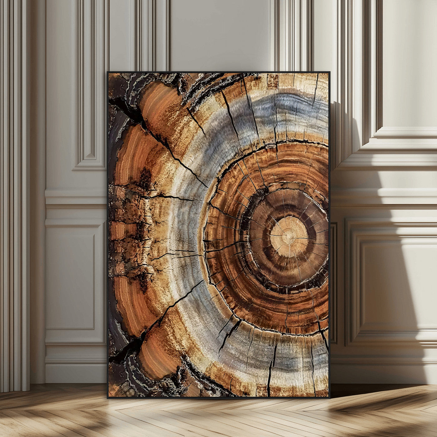Tree Rings Wall Art Canvas Print – Rustic Wood Texture