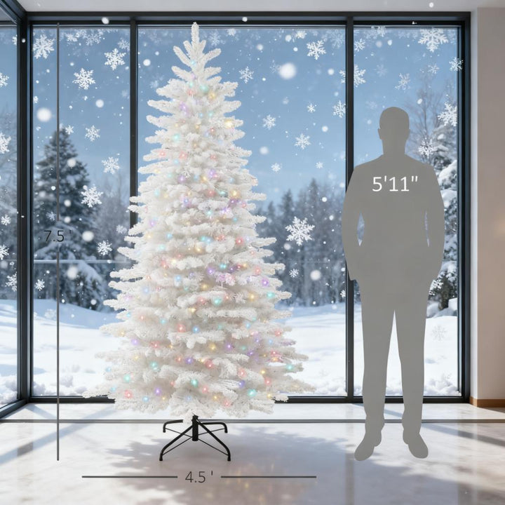 7.5ft Snow Flocked Artificial Christmas Tree, Christmas tree for living room, entryway or seasonal display