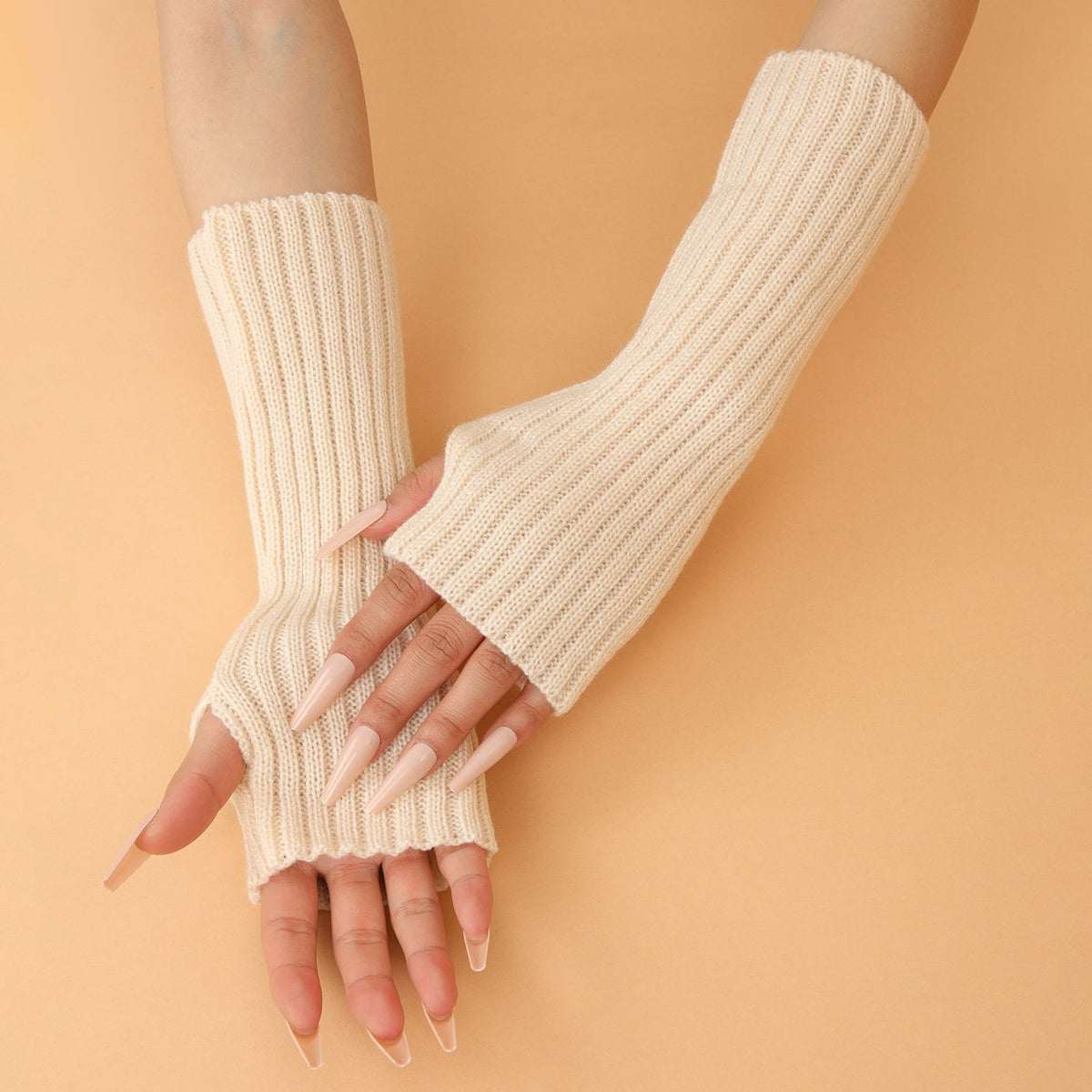 30cm Hot Styles Daily Winter Arm Warmers Go Party Long Sleeve Fingerless Mittens Half Finger Acrylic Gloves Mittens Knit Crochet