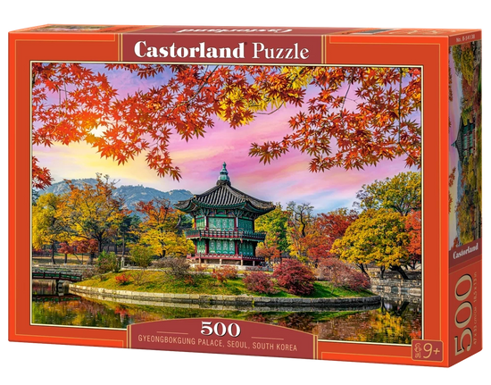 500 Piece Jigsaw Puzzle, Gyeongbokgung Palace, Seoul, South Korea, Autumn Leaves, Fall Scenery, Colorful, Reflection, Adult Puzzle, Castorland B-54138