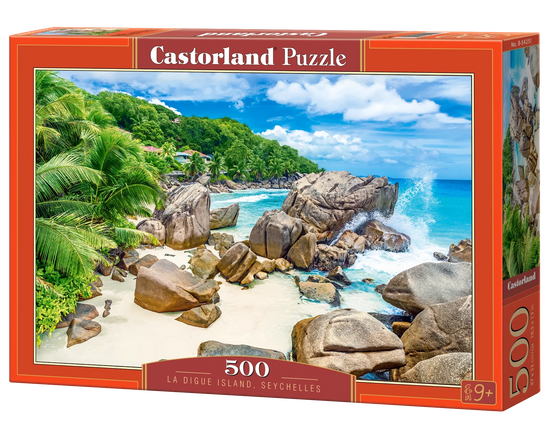 500 Piece Jigsaw Puzzle, La Digue Island, Seychelles, Tropical beach puzzle, Paradise Island, Landscape jigsaw, Adult Puzzle, Castorland B-54251