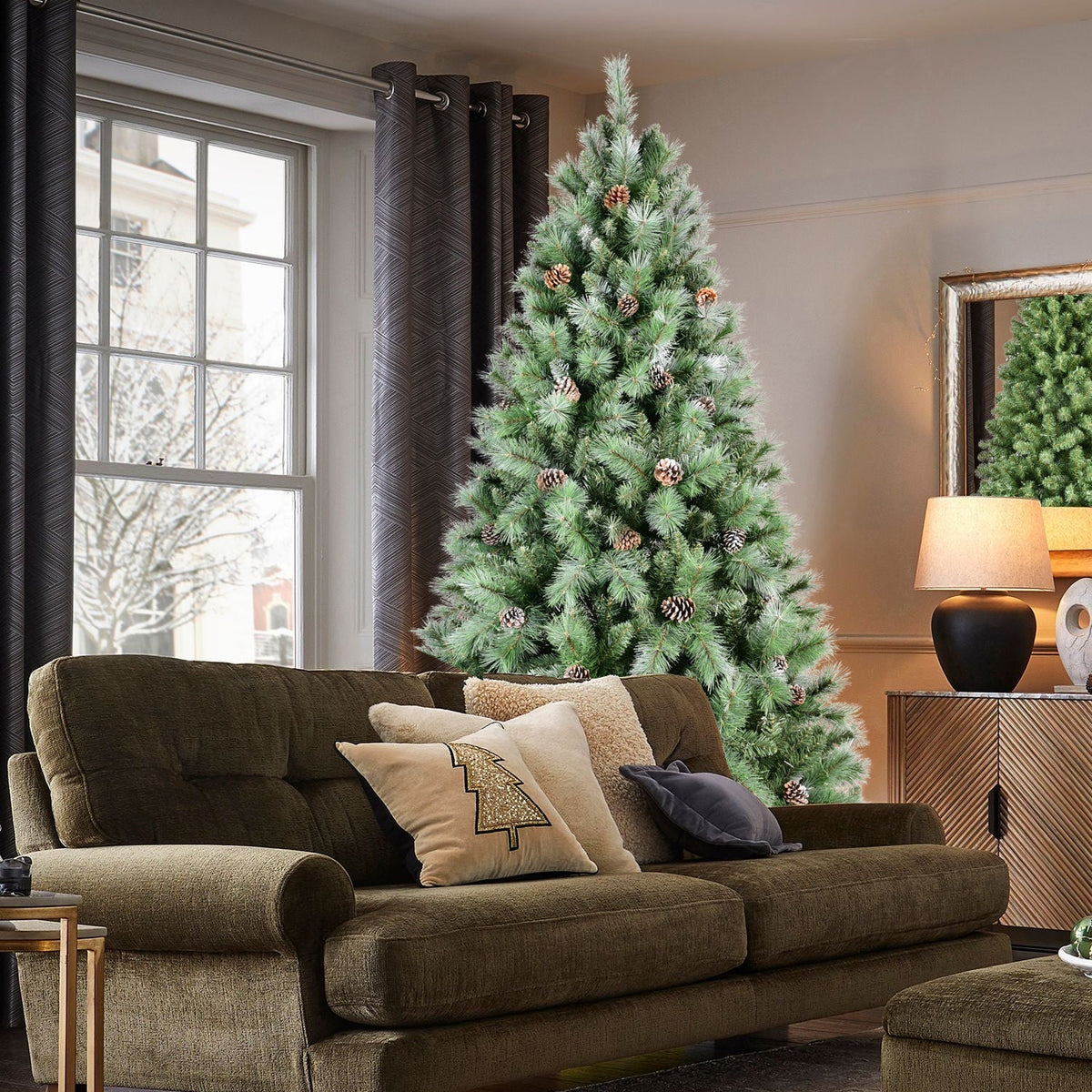 8 Ft The Full-Bodied Pre-Decorated Pinecone Christmas Tree