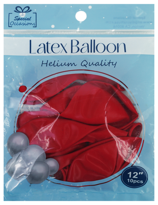 Red Latex Party Balloon, 12in, 10ct