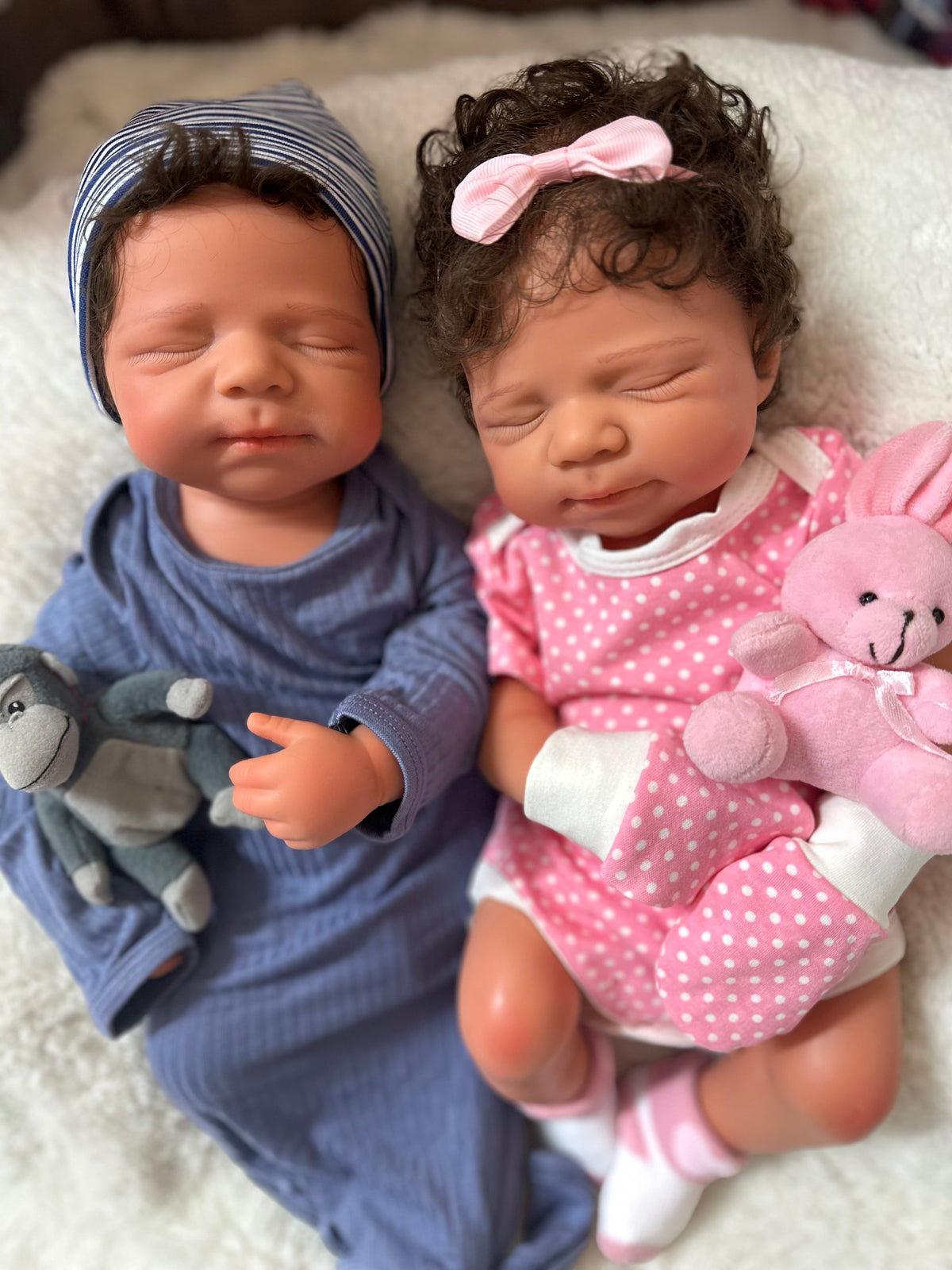Hendrix 19” W/ NEWBORN CURLY HAIR, CUSTOM MADE Full Silicone Boy Tan Skin Tone open mouth TAT 5 days