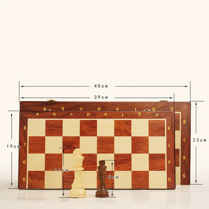 Magnetic Wood Chess Folding Chess Board Puzzle Game for Adults and Children Checkers Toy