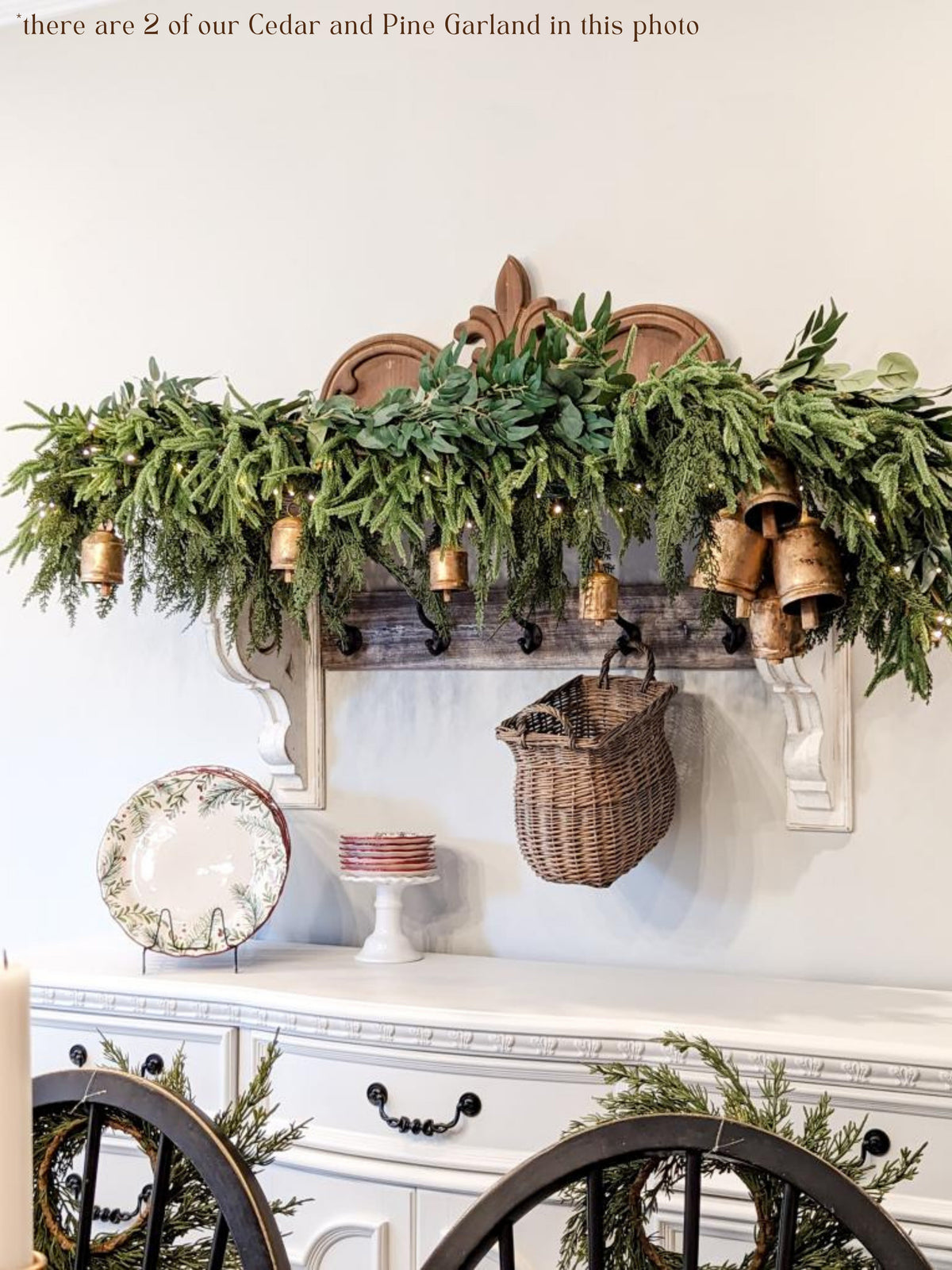 Artificial Cedar and Pine Garland, realistic greenery decor for mantel, staircase or doorway from Cedar & Spice Gifts