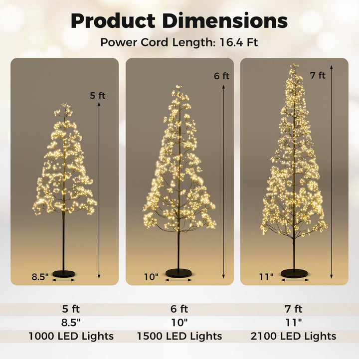 5/6/7 FT Lighted Alpine Tree with Warm White Light LED Lights Pre-lit Artificial Cedar Tree with Weighted Base — realistic faux greenery for indoor home decor online gift shop find