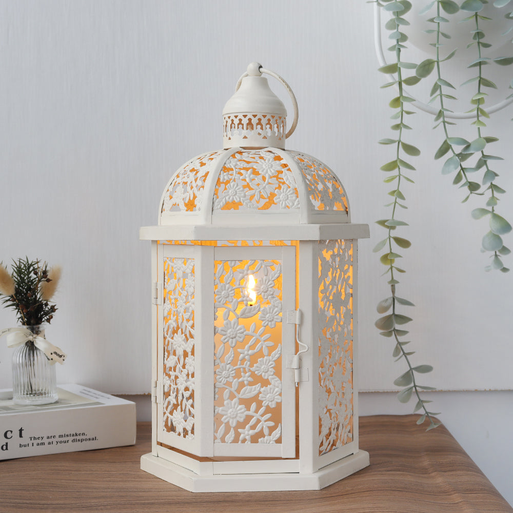 13.5''H Metal Candle Holder Rustic Decorative Lanterns