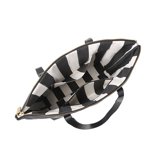 Harriet Tote Bag | Black Washed Canvas + Black Leather