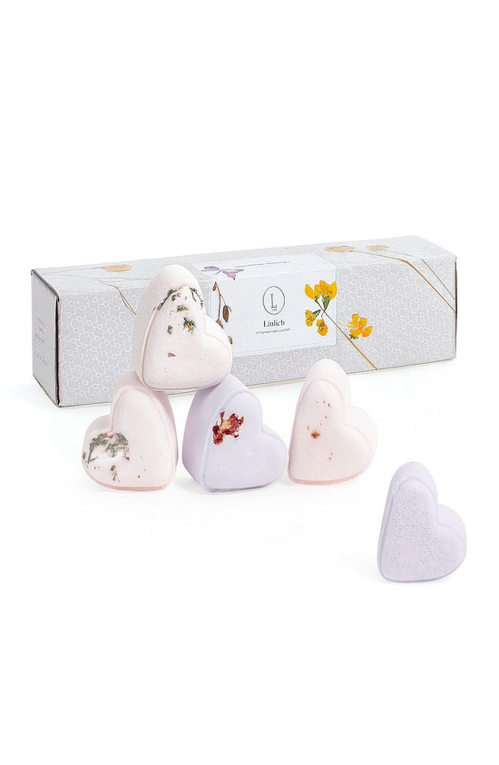 Lavender Heart Bath Bomb Gift Set – 5 Handmade Bath Bombs