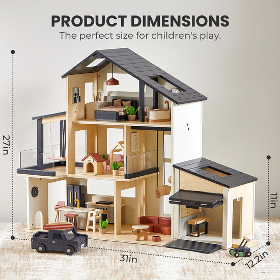 Tiny Land® Sweetwood Edge Dollhouse & Wooden Dollhouse Garage