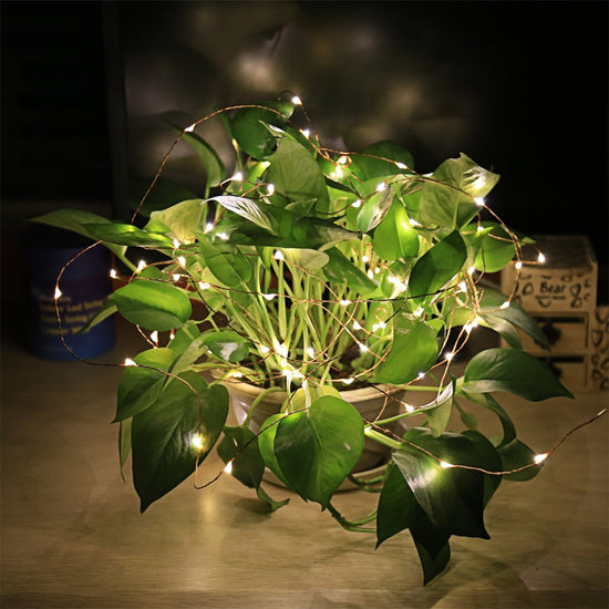 100 LED Natural Copper Fairy Plug in Lights - Warm White