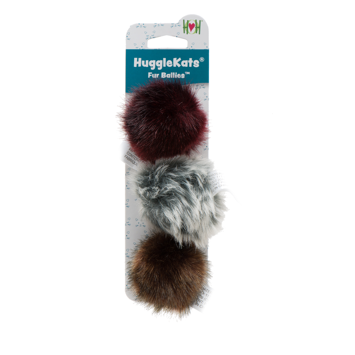 HuggleKats® Fur Ballies Cat Toys, 3 Pack