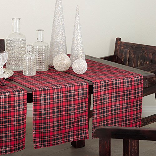 Fennco Styles Classic Tartan Plaid Holiday Tablecloth - Red and Black Table Cover for Christmas, Banquets, Family Gathering, Special Occasion and Home Décor