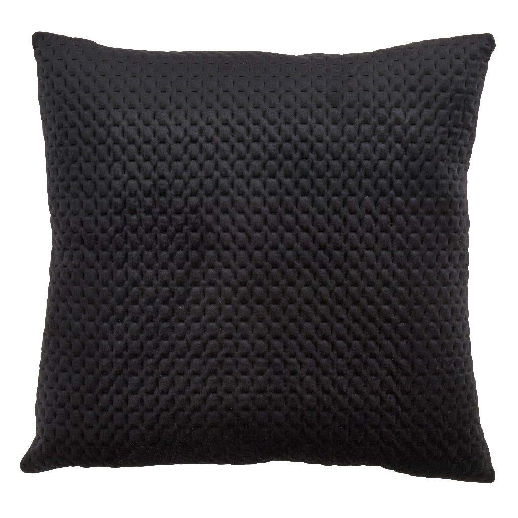 Fennco Styles Pinsonic Velvet Decorative Throw Pillow 22" W x 22" L - Black Square Cushion for Home, Couch, Bedroom, Living Room, Office Décor