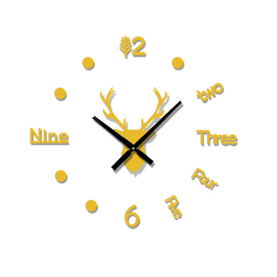 Ins3d deer head creative wall clock