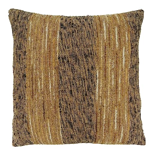 Fennco Styles Stripe Design Cotton Decorative Throw Pillow - Brown Woven Square Cushion for Home, Couch, Living Room, Bedroom, Office and Holiday Décor