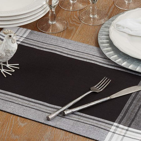 Contemporary Stripe Border Design 100% Cotton Table Placemats 13" W x 19" L, Set of 4 — decorative table accent for dining room styling
