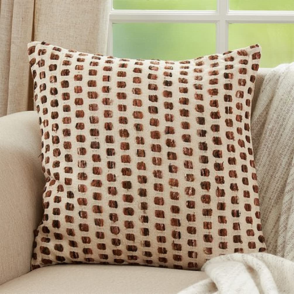 Woven Cotton Decorative Throw Pillow 16" W x 24" L - Brown Rectangular Cushion for Home, Couch, Living Room, Bedroom, Office and Holiday Décor