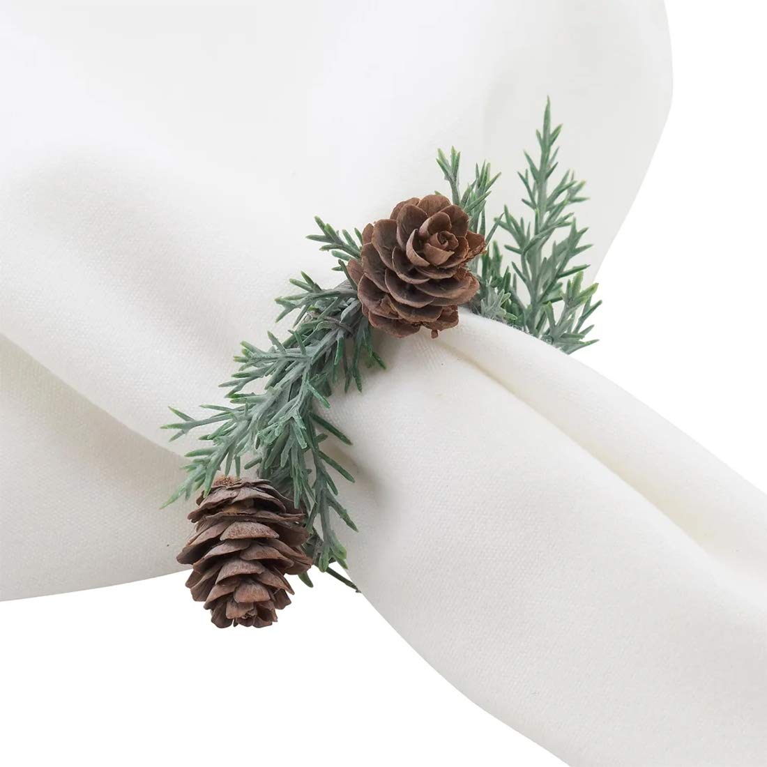 Fennco Styles Handmade Christmas Decorative Napkin Rings, Set of 4 - Green Napkin Holders for Home, Dining Room, Banquet, Family Gathering, Holiday Decor and Special Occasion