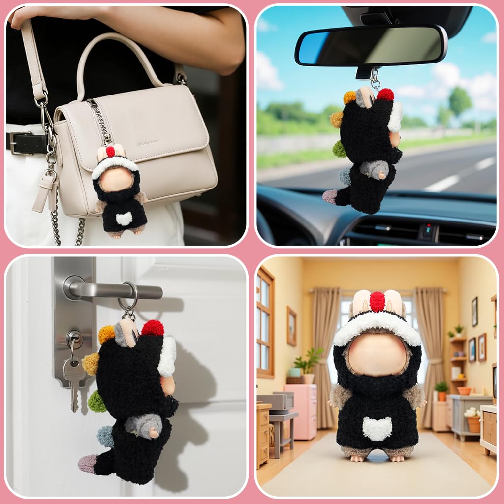4 Piece Doll Clothes Set for 15cm-17cm Dolls - Outfit with Overalls Hat & Bag