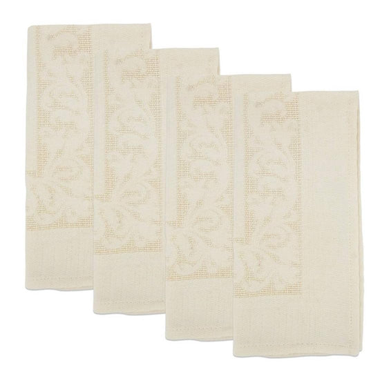 Ecru Jacquard Floral Tablecloth 65" W x 90" L Rectangle Flower Table Cover