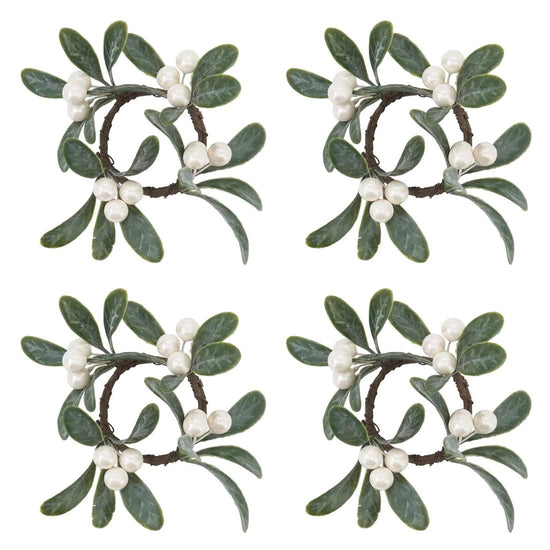 Fennco Styles Handmade Christmas Decorative Napkin Rings, Set of 4 - Green Napkin Holders for Home, Dining Room, Banquet, Family Gathering, Holiday Decor and Special Occasion