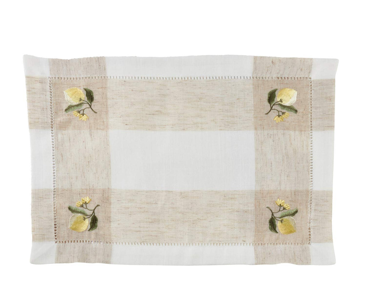Hommage Brodé Collection Cottage Embroidery Hemstitch Border Placemats
